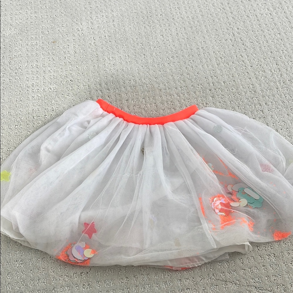 Merimeri White and Neon Orange Kids Tutu Skirt